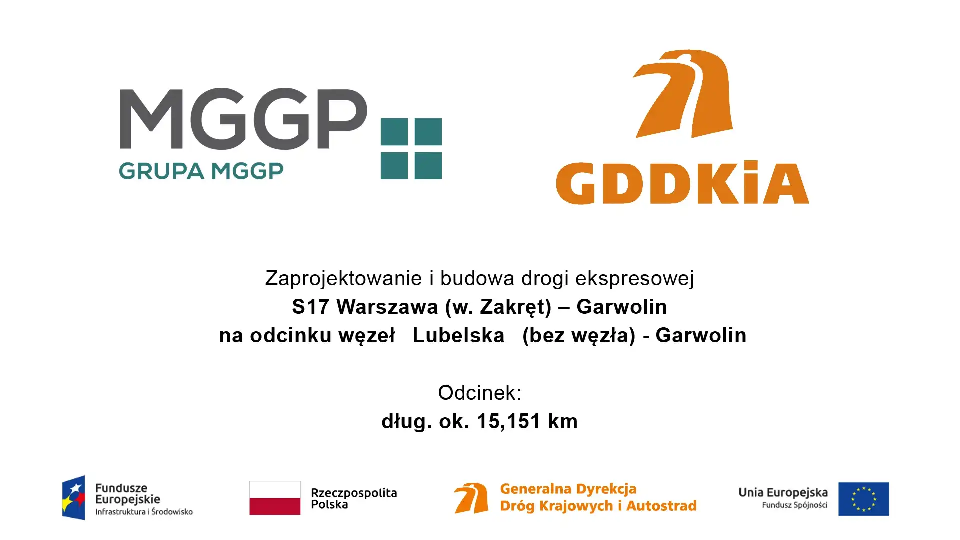 Animacja projektu drogi ekspresowej S17 Warszawa (w. Zakręt) - Garwolin na odcinku węzeł Lubelska (bez węzła) - Garwolin Odcinek: dług. ok. 15,151 km