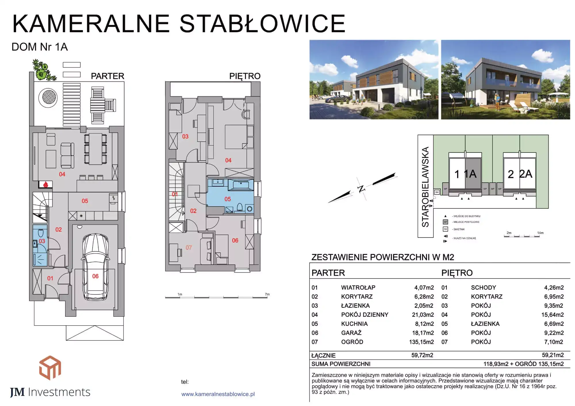 Karta domou  nr 1A w zabudowie bliźniaczej