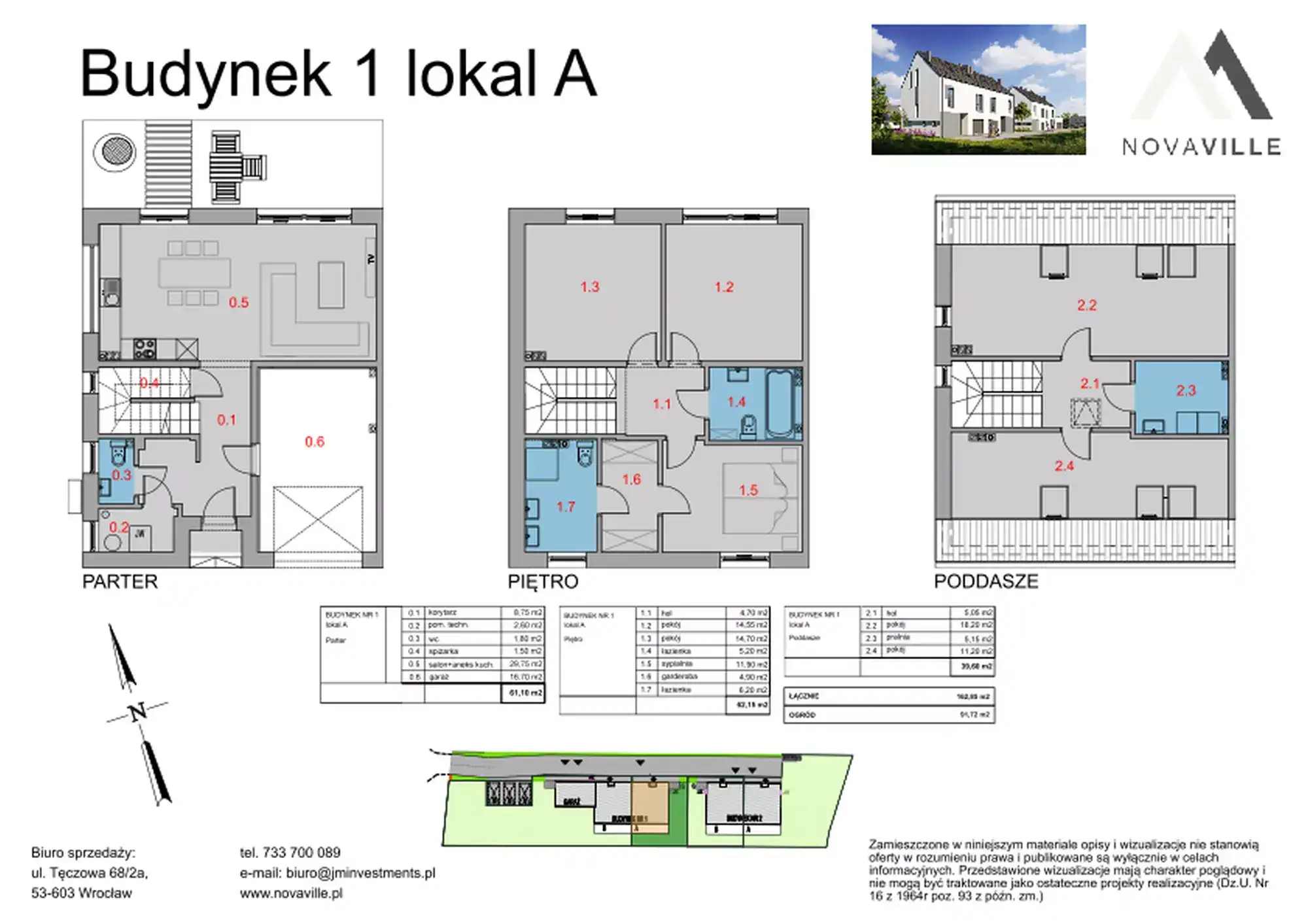 Karta domu B1 lokalu A na osiedlu Novaville